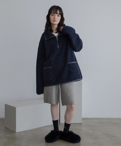 ミックスカラーハーフZIPボアアウター（その他アウター）｜VACANCY