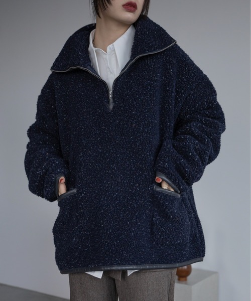 ミックスカラーハーフZIPボアアウター（その他アウター）｜VACANCY