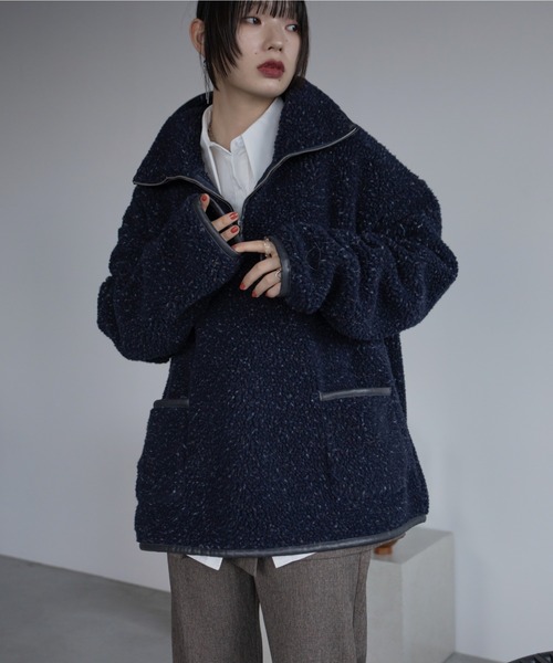 ミックスカラーハーフZIPボアアウター（その他アウター）｜VACANCY