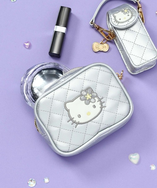 GLOBAL WORK（グローバルワーク）の「HELLO KITTY/キルトポーチ/595363（ポーチ・レディース・シルバー系その他2/ライトピンク/ブラック・FREE）」の3枚目の写真