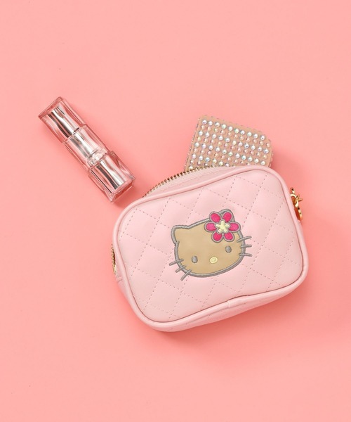 GLOBAL WORK（グローバルワーク）の「HELLO KITTY/キルトポーチ/595363（ポーチ・レディース・シルバー系その他2/ライトピンク/ブラック・FREE）」の2枚目の写真