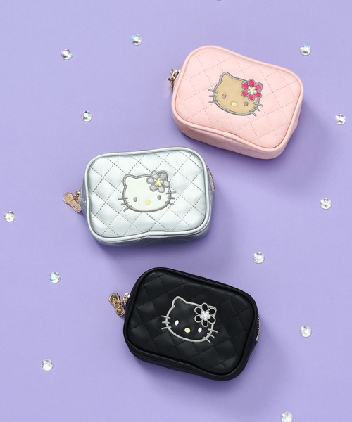 GLOBAL WORK（グローバルワーク）の「HELLO KITTY/キルトポーチ/595363（ポーチ・レディース・シルバー系その他2/ライトピンク/ブラック・FREE）」の4枚目の写真