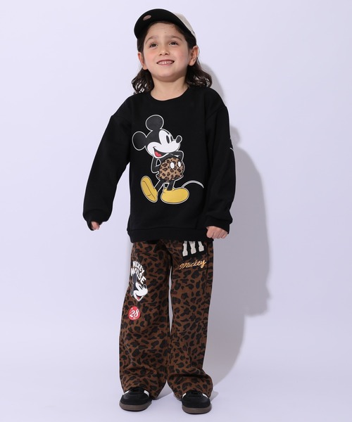 親子お揃い ディズニー ヒョウ柄裏起毛トレーナー 1014K（スウェット