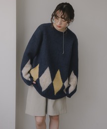 アーガイル ルーズ シャギー ニット