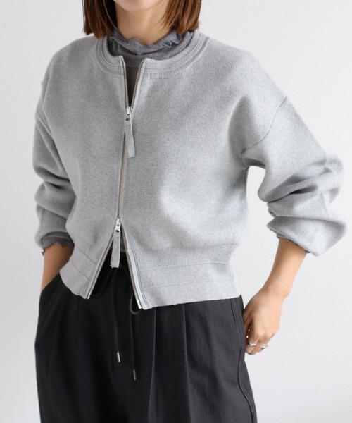 cepo（セポ）の「ドラマ着用商品♪〈セットアップ対応〉スウェットライクニットカーディガン（カーディガン/ボレロ・レディース・レッド/ネイビー/グレー・M）」の2枚目の写真