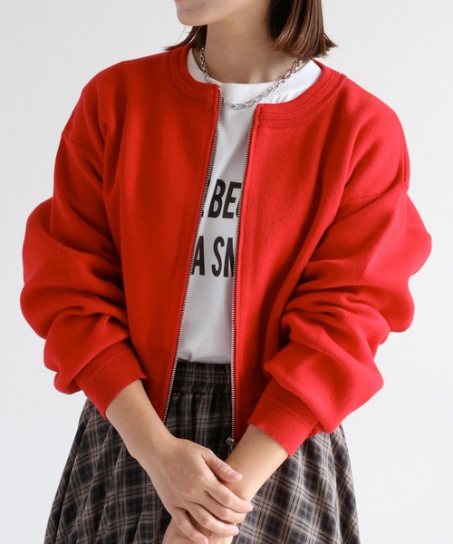 cepo（セポ）の「ドラマ着用商品♪〈セットアップ対応〉スウェットライクニットカーディガン（カーディガン/ボレロ・レディース・レッド/ネイビー/グレー・M）」の3枚目の写真