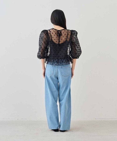 MEDE19F（メデジュウキュウ）の「ＭＥＤＥ１９Ｆ　フロッキードットオーガンジートップス〈ブラック〉（シャツ/ブラウス・レディース・ブラック・LL/M）」の13枚目の写真