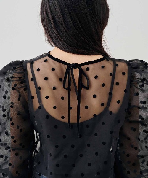 MEDE19F（メデジュウキュウ）の「ＭＥＤＥ１９Ｆ　フロッキードットオーガンジートップス〈ブラック〉（シャツ/ブラウス・レディース・ブラック・LL/M）」の14枚目の写真