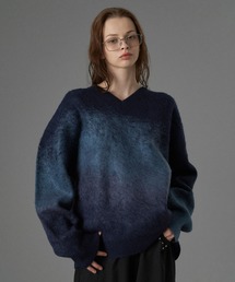 JACQUARD V-NECK KNIT / ジャガードVネックニット