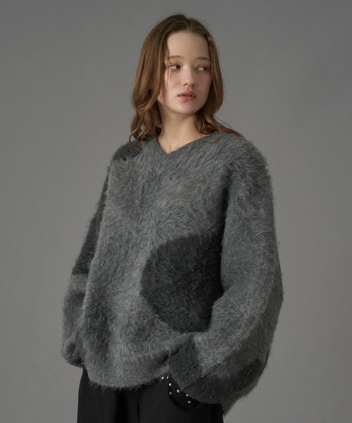 JACQUARD V-NECK KNIT / жаккардовый вязаный пуловер с V-образным вырезом
