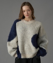 ONCILY(オンシェリー)のJACQUARD V-NECK KNIT / ジャガードVネックニット(ニット/セーター)