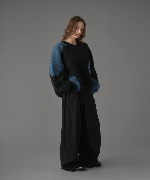 ONCILY(オンシェリー)の「JACQUARD V-NECK KNIT / ジャガードVネックニット(ニット/セーター・メンズ・グレー/アイボリー/ブラック/ブルー系その他/ブラウン系その他/ブラック系その他・SMALL/MEDIUM/LARGE)」の17枚目の写真