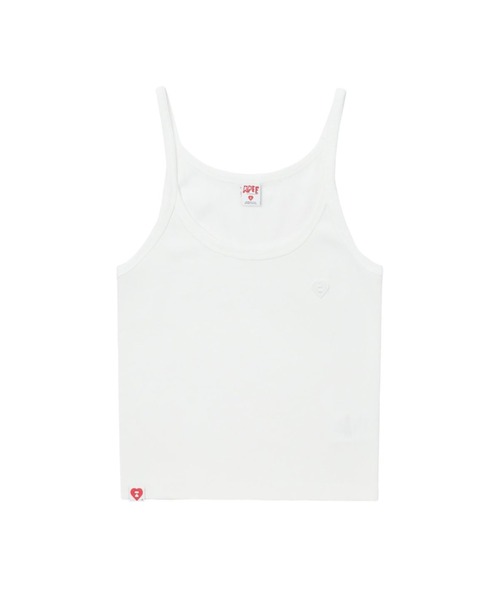 APEE BY A BATHING APE(エイピーバイアベイシングエイプ)の「HEART BADGE RIB CAMISOLE(キャミソール・レディース・ネイビー/ベージュ/ホワイト・X-SMALL/SMALL)」の1枚目の写真