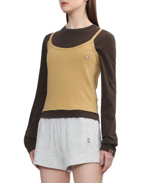 APEE BY A BATHING APE(エイピーバイアベイシングエイプ)の「HEART BADGE RIB CAMISOLE(キャミソール・レディース・ネイビー/ベージュ/ホワイト・X-SMALL/SMALL)」の8枚目の写真