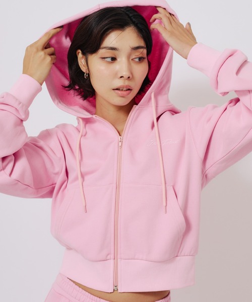 atmos pink（アトモスピンク）の「atmos pink Compact Zip Up Hoodie / アトモス ピンク コンパクト ジップアップ フーディ（パーカー・レディース・ブラウン/ピンク/チャコール・FREE）」の3枚目の写真
