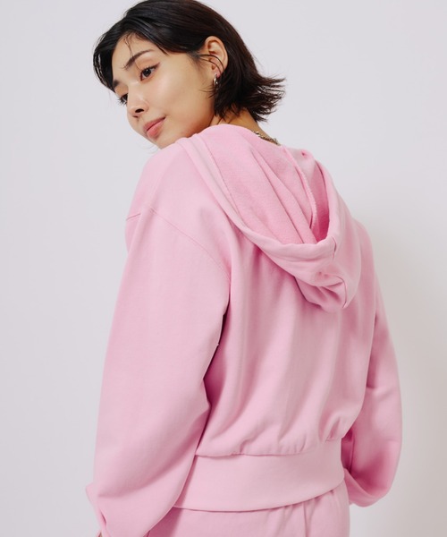 atmos pink（アトモスピンク）の「atmos pink Compact Zip Up Hoodie / アトモス ピンク コンパクト ジップアップ フーディ（パーカー・レディース・ブラウン/ピンク/チャコール・FREE）」の9枚目の写真