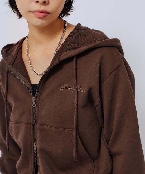 atmos pink（アトモスピンク）の「atmos pink Compact Zip Up Hoodie / アトモス ピンク コンパクト ジップアップ フーディ（パーカー・レディース・ブラウン/ピンク/チャコール・FREE）」の14枚目の写真