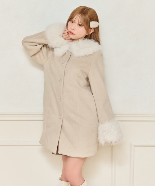 フロントリボン袖ファービジューコート（その他アウター）｜apres jour