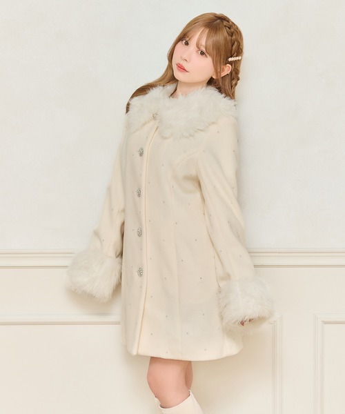 フロントリボン袖ファービジューコート（その他アウター）｜apres jour