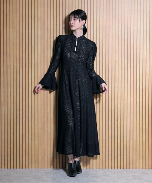 セール】レース切替フレアワンピース（ワンピース）｜FLANEEK