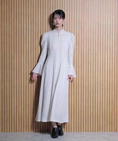 セール】レース切替フレアワンピース（ワンピース）｜FLANEEK