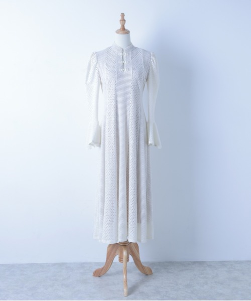 セール】レース切替フレアワンピース（ワンピース）｜FLANEEK