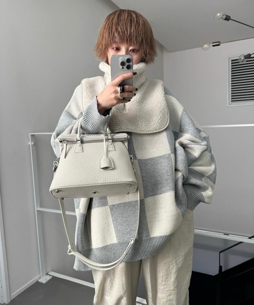 CFT.（シフト）の「ブロックチェックユースフルニット（ニット/セーター・レディース・ライトグレー・FREE）」の7枚目の写真