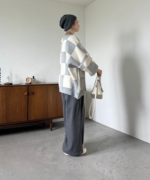 CFT.（シフト）の「ブロックチェックユースフルニット（ニット/セーター・レディース・ライトグレー・FREE）」の10枚目の写真
