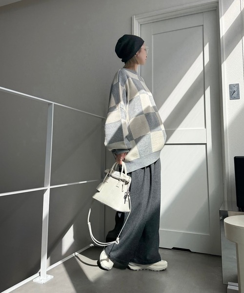CFT.（シフト）の「ブロックチェックユースフルニット（ニット/セーター・レディース・ライトグレー・FREE）」の11枚目の写真
