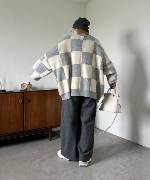CFT.（シフト）の「ブロックチェックユースフルニット（ニット/セーター・レディース・ライトグレー・FREE）」の13枚目の写真
