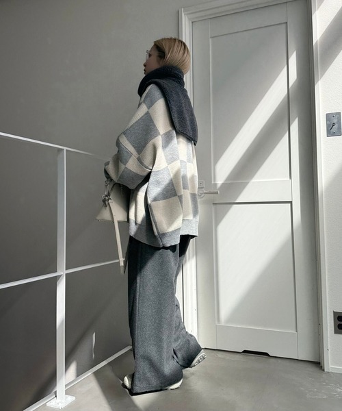 CFT.（シフト）の「ブロックチェックユースフルニット（ニット/セーター・レディース・ライトグレー・FREE）」の16枚目の写真