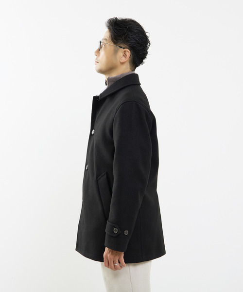 MEN'S MELROSE（メンズメルローズ）の「《WEB限定》テックメルトンバルカラーショートコート（ステンカラーコート・メンズ・ブラック/ブラウン/グレイッシュベージュ・4/3/5）」の5枚目の写真