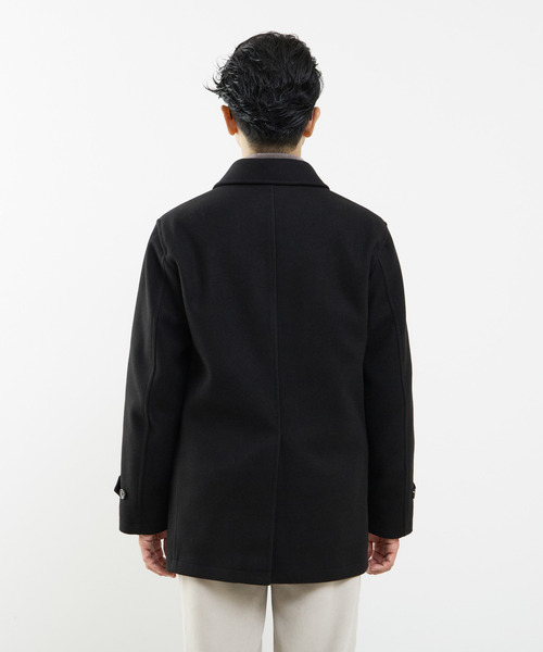 MEN'S MELROSE（メンズメルローズ）の「《WEB限定》テックメルトンバルカラーショートコート（ステンカラーコート・メンズ・ブラック/ブラウン/グレイッシュベージュ・4/3/5）」の6枚目の写真