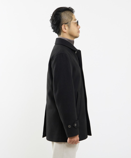 MEN'S MELROSE（メンズメルローズ）の「《WEB限定》テックメルトンバルカラーショートコート（ステンカラーコート・メンズ・ブラック/ブラウン/グレイッシュベージュ・4/3/5）」の7枚目の写真