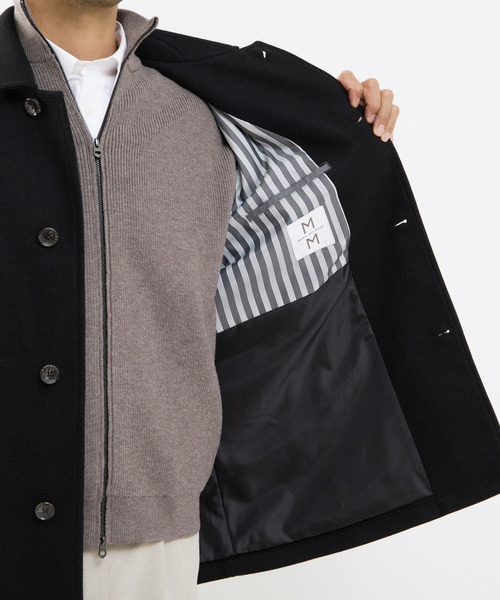 MEN'S MELROSE（メンズメルローズ）の「《WEB限定》テックメルトンバルカラーショートコート（ステンカラーコート・メンズ・ブラック/ブラウン/グレイッシュベージュ・4/3/5）」の12枚目の写真