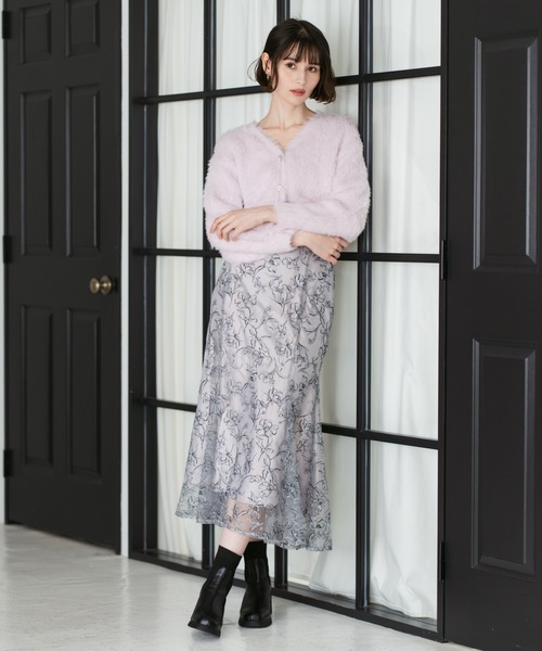 31 Sons de mode（トランテアン　ソン　ドゥ　モード）の「2025秋冬新作 Vネックシャギーカーディガン（カーディガン/ボレロ・レディース・ライトブルー/ピンク/イエロー・ﾌﾘ-）」の7枚目の写真