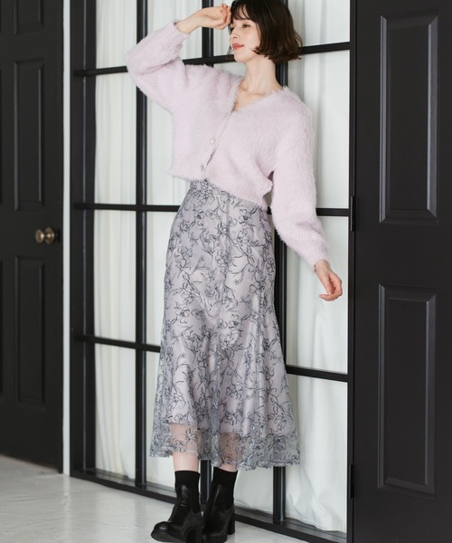 31 Sons de mode（トランテアン　ソン　ドゥ　モード）の「2025秋冬新作 Vネックシャギーカーディガン（カーディガン/ボレロ・レディース・ライトブルー/ピンク/イエロー・ﾌﾘ-）」の8枚目の写真