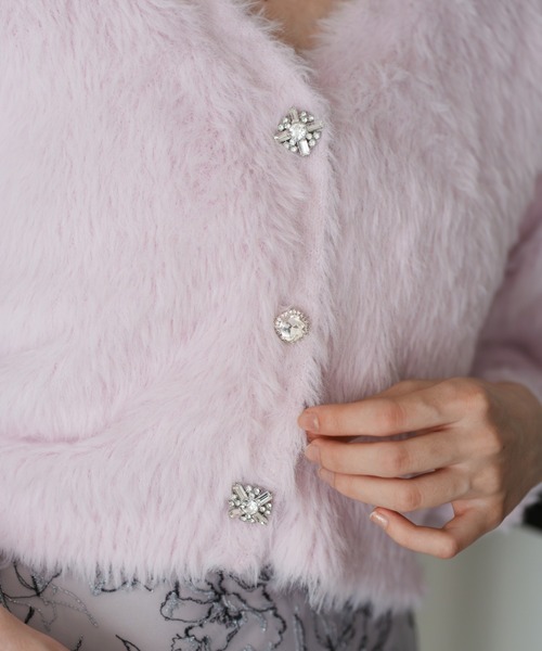 31 Sons de mode（トランテアン　ソン　ドゥ　モード）の「2025秋冬新作 Vネックシャギーカーディガン（カーディガン/ボレロ・レディース・ライトブルー/ピンク/イエロー・ﾌﾘ-）」の9枚目の写真