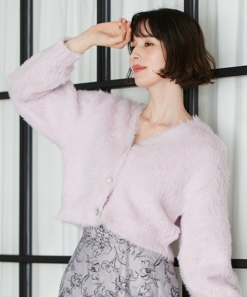 31 Sons de mode（トランテアン　ソン　ドゥ　モード）の「2025秋冬新作 Vネックシャギーカーディガン（カーディガン/ボレロ・レディース・ライトブルー/ピンク/イエロー・ﾌﾘ-）」の6枚目の写真