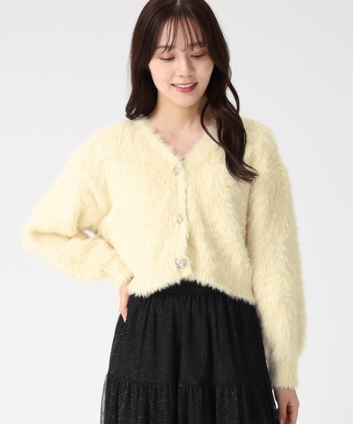 31 Sons de mode（トランテアン　ソン　ドゥ　モード）の「2025秋冬新作 Vネックシャギーカーディガン（カーディガン/ボレロ・レディース・ライトブルー/ピンク/イエロー・ﾌﾘ-）」の10枚目の写真