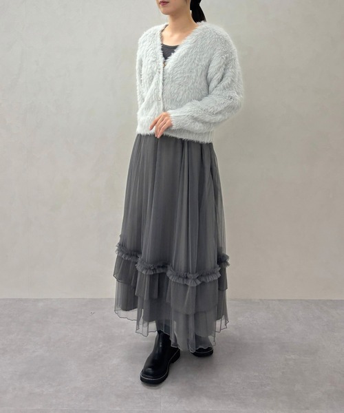 31 Sons de mode（トランテアン　ソン　ドゥ　モード）の「2025秋冬新作 Vネックシャギーカーディガン（カーディガン/ボレロ・レディース・ライトブルー/ピンク/イエロー・ﾌﾘ-）」の14枚目の写真