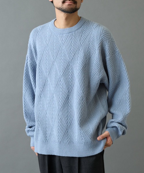 COLONY 2139（コロニートゥーワンスリーナイン）の「タイル柄ニットプルオーバー（ニット/セーター・メンズ・グレー/オレンジ/サックスブルー/ブラック・LARGE/MEDIUM）」の3枚目の写真