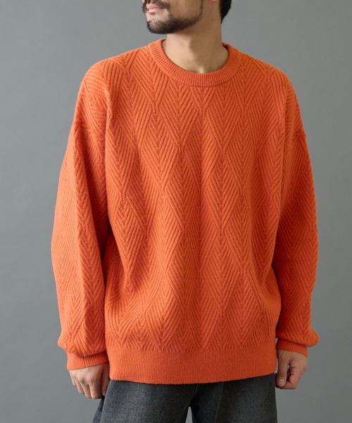 COLONY 2139（コロニートゥーワンスリーナイン）の「タイル柄ニットプルオーバー（ニット/セーター・メンズ・グレー/オレンジ/サックスブルー/ブラック・LARGE/MEDIUM）」の4枚目の写真