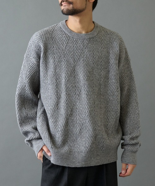 COLONY 2139（コロニートゥーワンスリーナイン）の「タイル柄ニットプルオーバー（ニット/セーター・メンズ・グレー/オレンジ/サックスブルー/ブラック・LARGE/MEDIUM）」の12枚目の写真