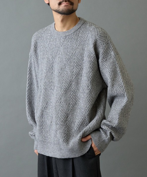 COLONY 2139（コロニートゥーワンスリーナイン）の「タイル柄ニットプルオーバー（ニット/セーター・メンズ・グレー/オレンジ/サックスブルー/ブラック・LARGE/MEDIUM）」の13枚目の写真