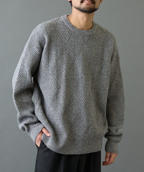 COLONY 2139（コロニートゥーワンスリーナイン）の「タイル柄ニットプルオーバー（ニット/セーター・メンズ・グレー/オレンジ/サックスブルー/ブラック・LARGE/MEDIUM）」の15枚目の写真