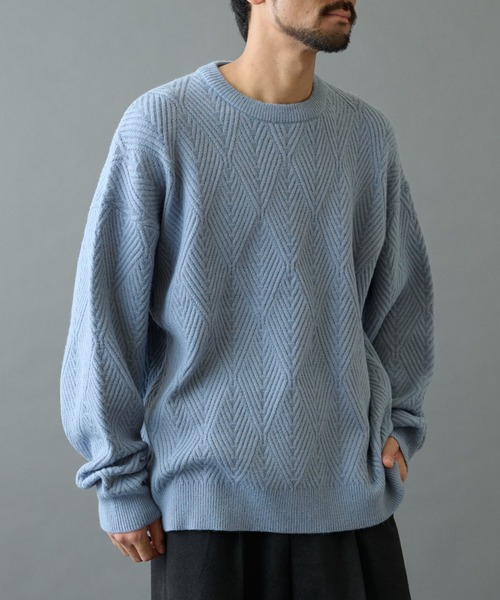 COLONY 2139（コロニートゥーワンスリーナイン）の「タイル柄ニットプルオーバー（ニット/セーター・メンズ・グレー/オレンジ/サックスブルー/ブラック・LARGE/MEDIUM）」の22枚目の写真