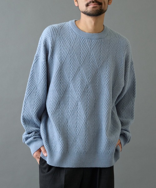 COLONY 2139（コロニートゥーワンスリーナイン）の「タイル柄ニットプルオーバー（ニット/セーター・メンズ・グレー/オレンジ/サックスブルー/ブラック・LARGE/MEDIUM）」の20枚目の写真