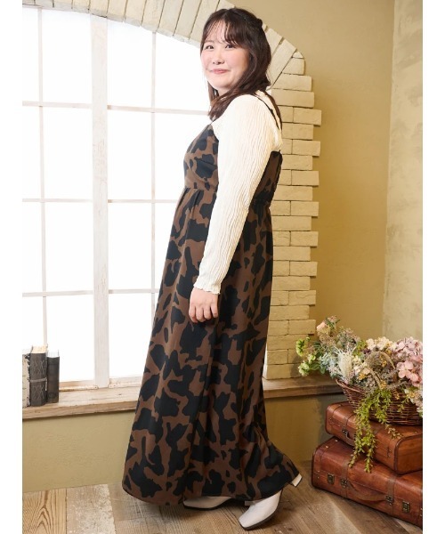 大きいサイズ】【Komachiコラボ】カウ柄キャミワンピース（ワンピース