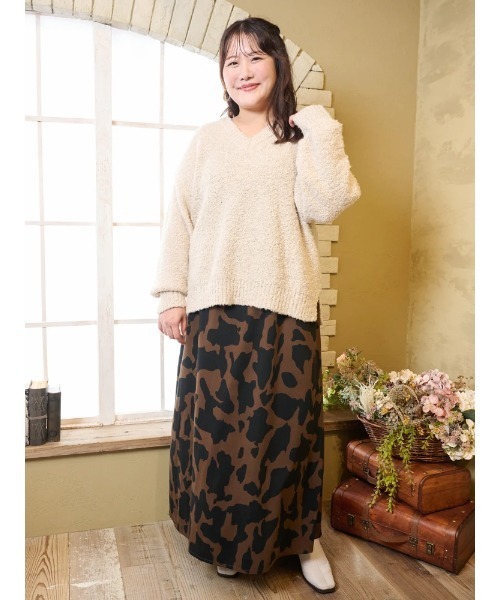 大きいサイズ】【Komachiコラボ】カウ柄キャミワンピース（ワンピース